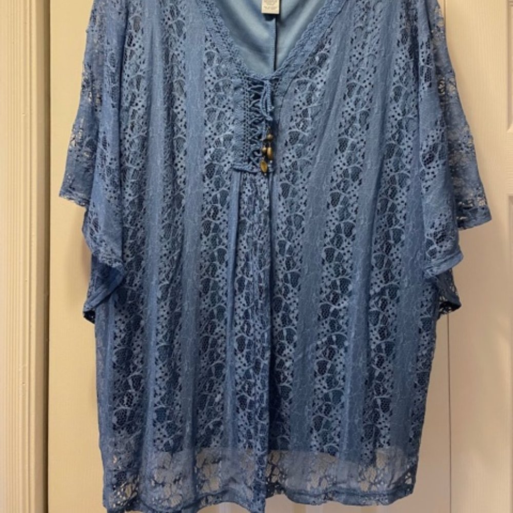 Light Blue top with lace overlay
